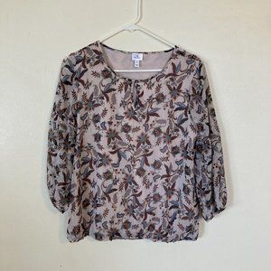 Dress Barn Pink and Brown Paisley Womens Business Casual Blouse Size Small